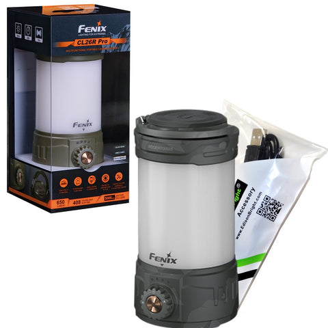 Fenix CL26R Pro 650 Lumen USB Rechargeable White/red Output Camping Lantern/Work Light, Rechargeable Battery with EdisonBright Charging Cable