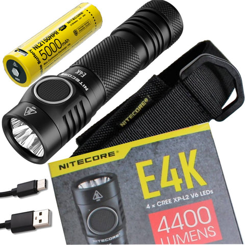 Nitecore E4K 4400 Lumen high powered Flashlight with 5000mAh rechargeable Battery