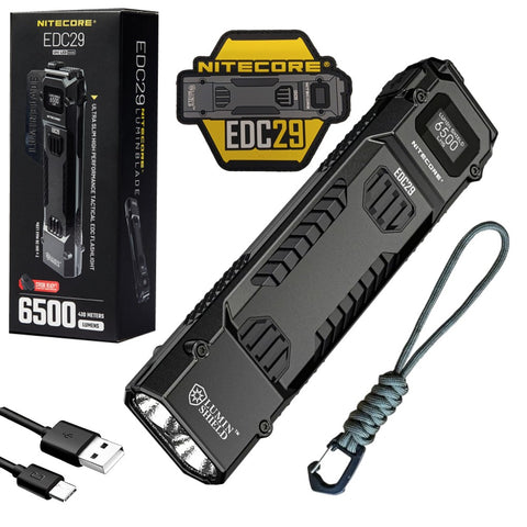 Nitecore EDC29 6500 Lumen USB Rechargeable Flat Slim Body LED Flashlight with genuine Nitecore PVC patch