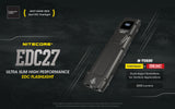 Nitecore EDC27 3000 Lumen USB Rechargeable Slim Body LED Flashlight with EdisonBright Brand Charging Adapter