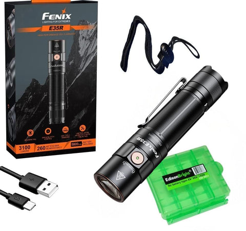 fenix e35 led flashlight Fenix E35R 3100 Lumen USB Rechargeable LED Compact EDC Flashlight, Bat – EdisonBright