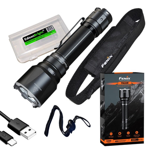 fenix 3200 lumen flashlight Fenix TK22R 3200 Lumen, 525 Yards Long Throw, Professional Rechargeabl – EdisonBright