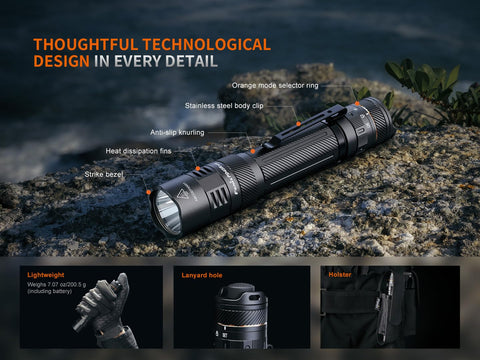 fenix 3200 lumen flashlight PD45R ACE Rechargeable LED Tactical Flashlight, Battery, Holster, EdisonBright Accessory case Bundle The toggle switch also includes a function switch for quick selection of light output and an immediate stroboscope mode Fenix PD45R ACE 3200 Lumen
