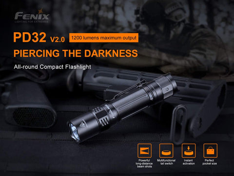 edisonbright fenix 2015 led flashlight EdisonBright Fenix Bundle PD32 V2 1200 Lumen LED Tactical Flashlight,
