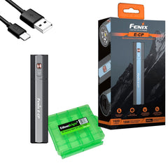 Fenix E-CP 1600 Lumen Rechargeable EDC Flashlight powerbank (Black) with EdisonBright Cable Carrier case