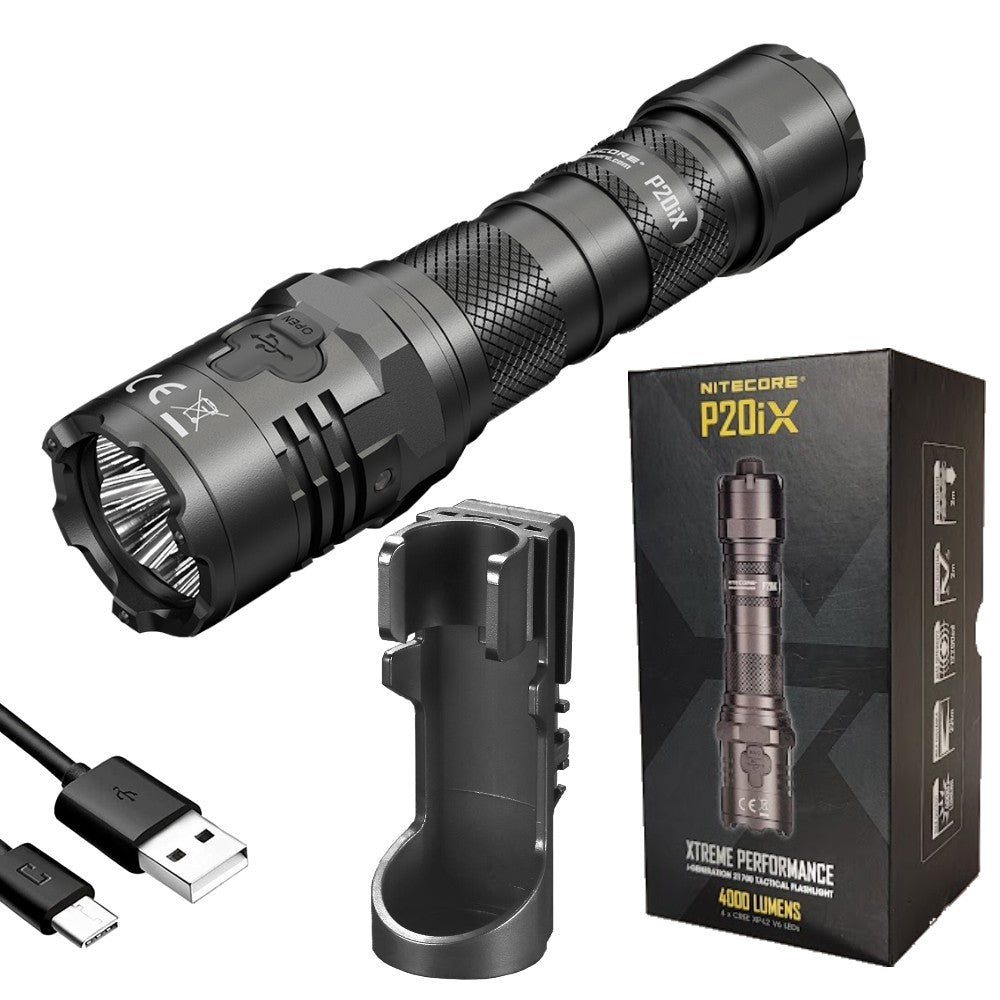 Nitecore P20iX 4000 Lumen USB Rechargeable Professional Tactical Flashlight with holster
