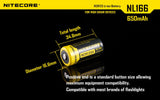 Nitecore NL166 3.7v RCR123A/16340 2.4Wh 650mAh Li-ion Protected Rechargeable Battery