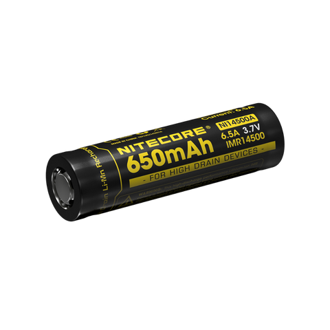 Nitecore NI14500A IMR 14500 6.5A 650mAh 3.7V Unprotected Lithium Manganese (LiMn2O4) Flat Top Battery