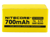 Nitecore NL18350A IMR 18350 700mAh 3.7v High-Drain 7A Lithium Manganese (LiMn2O4) unprotected Flat Top Battery