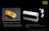 Nitecore NL1835 3500mAh 18650 3.6v 12.6Wh Li-ion rechargeable button-top battery.