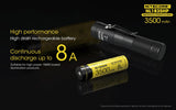 Nitecore NL1835HP 18650 3500mAh 3.6v 8A 12.6Wh High Performance Protected rechargeable Lithium Ion (Li-ion) Button Top Battery