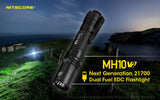 Nitecore Multitask Hybrid Series MH10 v2.0 1200 Lumens Dual-Fuel USB-C rechargeable LED flashlight with 21700 Rechargeable (NL2140) 4000mAh Li-ion Battery