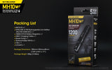 Nitecore Multitask Hybrid Series MH10 v2.0 1200 Lumens Dual-Fuel USB-C rechargeable LED flashlight with 21700 Rechargeable (NL2140) 4000mAh Li-ion Battery