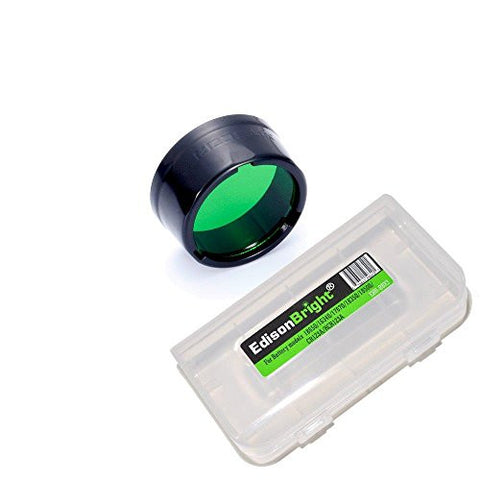 Nitecore Green filter NFG25 with EdisonBright Battery carry Case for (25.4mm) P12, P10, EA2, EC1, EC2, MT21A, SRT3, SRT5, EA1, MT2C, MH1A, MH2A, MH1C, MH2C