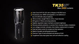 FENIX TK35 UE 2015 version (TK35 Ultimate Edition) 2000 Lumen CREE XHP 50 LED Tactical Flashlight with 2 x Fenix ARB-L2 2600mAh Li-ion rechargeable batteries, 4 X EdisonBright CR123A Lithium batteries, Fenix ARE-C1 18650 batery charger, in-car Charger