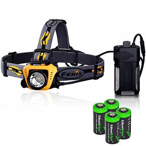 Fenix HP30 900 Lumen CREE XM-L2 LED Headlamp with Four EdisonBright CR123A Lithium batteries