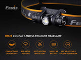 Fenix HM23 240 Lumen LED Headlamp for camping/hiking kids/children with EdisonBright battery carry case