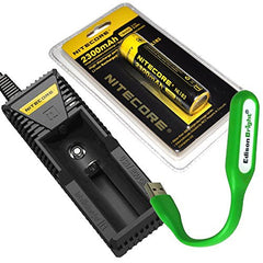 NITECORE i1 Intellicharge smart battery Charger and Nitecore NL183 with EdisonBright flexible USB reading light