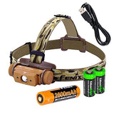 Fenix HL60R 950 Lumen USB rechargeable CREE LED Headlamp (Desert Yellow), Fenix 18650 rechargeable Li-ion battery with 2 X EdisonBright CR123A back-up batteries bundle