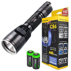 Nitecore Chameleon CB6 440 Lumens white / 3000mW Blue Dual Beam LED Flashlight w/ RGB Color Light, 2X EdisonBright CR123A lithium Batteries and Holster