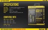 Nitecore D2  2 battery smart Charger with LCD display, intelligent ultra-compatible digicharger