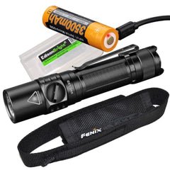 Fenix LD32 UVC 1200 Lumen USB Rechargeable LED Flashlight with Built in UV-C Light Bundle with EdisonBright Battery Carrying case