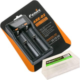 Fenix are-D2 USB Powered Two Bay Smart Battery Charger for 21700/18650/16340 with EdisonBright BBX5 Battery Carry case