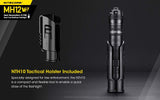 Nitecore MH12 V2 1200 Lumen USB-C Rechargeable LED Tactical Flashlight with 5000mAh Battery and EdisonBright battery carrying case