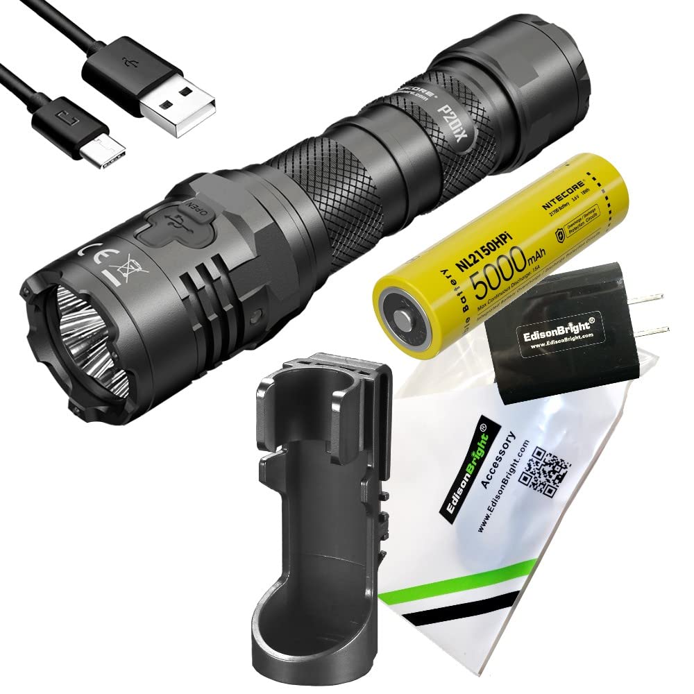 Nitecore P20iX 4000 Lumen USB Rechargeable Tactical Flashlight with EdisonBright Charging Adapter