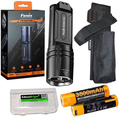 Fenix TK35UE v2.0 (TK35UEV2) 5000 Lumen LED Tactical Flashlight with 2 X Batteries and EdisonBright Charging Cable