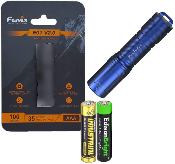 Fenix E01 V2 100 Lumen LED flashlight with EdisonBright AAA alkaline b