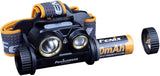 Fenix HM65R 1400 lumen dual beam LED Headlamp, high capacity rechargeable battery, E01 V2 mini flashlight with EdisonBright battery carry case gift bundle