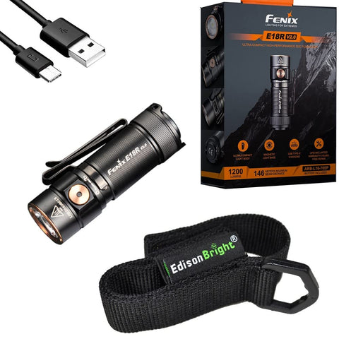 fenix e18r rechargeable flashlight Fenix E18R V2 1200 Lumens EDC Rechargeable Flashlight with Edisonbrigh – EdisonBright