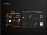 Fenix HM61R 1200 lumen LED Headlamp, magnetic charging cable, 2 X batteries with EdisonBright battery carry case bundle