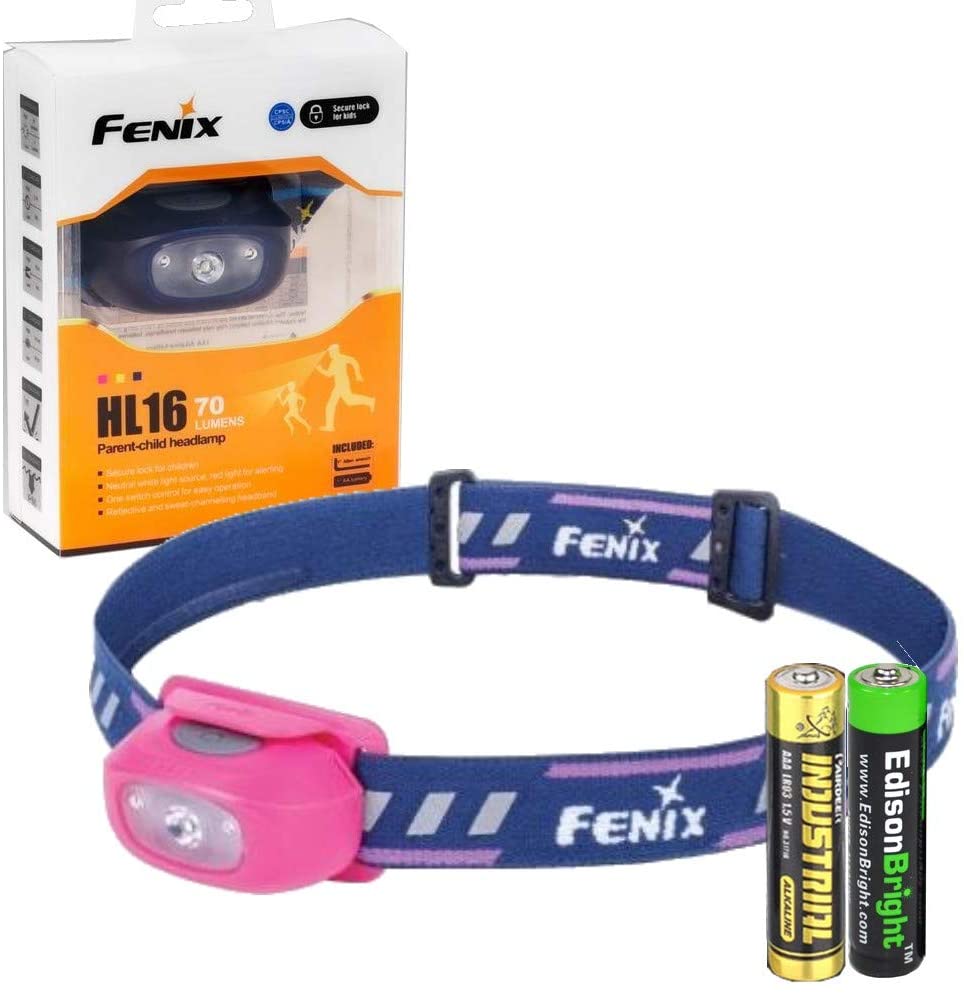 Fenix HL16 70 Lumen LED Headlamp for camping/hiking kids/children with EdisonBright AA Alkaline battery