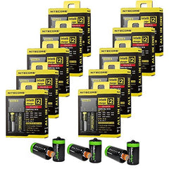 Ten Pack NITECORE i2 Intellicharger 2014 version universal home/car battery Charger with bonus 6 Pack EdisonBright AA to D type battery spacer/converters (Wholesale)