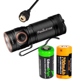 Fenix E18R 750 Lumen USB rechargeable CREE LED EDC/keychain Flashlight with EdisonBright back-up battery bundle