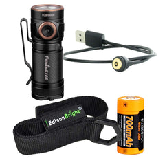 Fenix E18R 750 Lumen CREE LED USB rechargeable EDC/keychain Flashlight EdisonBright brand holster bundle