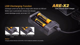 Fenix ARE-X2 battery charger with EdisonBright Battery carry case bundle