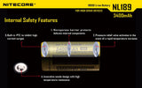 NITECORE NL189 3400mAh 12.6Wh 3.6v Protected Button-top 18650 Rechargeable Li-ion Batteries for High Drain Devices.