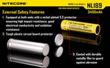 NITECORE NL189 3400mAh 12.6Wh 3.6v Protected Button-top 18650 Rechargeable Li-ion Batteries for High Drain Devices.