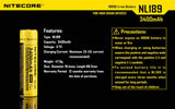 NITECORE NL189 3400mAh 12.6Wh 3.6v Protected Button-top 18650 Rechargeable Li-ion Batteries for High Drain Devices.