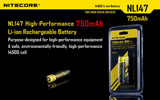 Nitecore NL147 750mAh 14500 3.7v 2.8Wh Li-ion Rechargeable protected Button-Top Battery For High Drain Devices