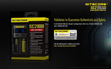 Nitecore SC2 battery charger bundle: 3A Fast charger for 16340/18650/RCR123A/14500 and more battery types with EdisonBright brand BBX3 Battery case