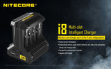 NITECORE i8 Eight Bays Smart Battery Charger for Li-ion/IMR/Ni-MH/Ni-Cd 26650 22650 18650 18490 18350 16340 RCR123 14500 AA AAA AAAA C D USB with EdisonBright BBX3 Battery Carry case