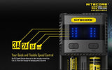 Nitecore SC2 battery charger bundle: 3A Fast charger for 16340/18650/RCR123A/14500 and more battery types with EdisonBright brand BBX3 Battery case