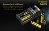Nitecore SC2 battery charger bundle: 3A Fast charger for 16340/18650/RCR123A/14500 and more battery types with EdisonBright brand BBX3 Battery case