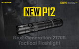 Nitecore NEW P12 1200 Lumens high Intensity CREE LED Long duration Tactical Flashlight with EdisonBright BBX5 battery carrying case