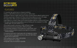 Nitecore HC33 1800 Lumens CREE XHP35 LED dual-form compact headlamp bundled with EdisonBright battery carry case