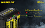 NITECORE i8 Eight Bays Smart Battery Charger for Li-ion/IMR/Ni-MH/Ni-Cd 26650 22650 18650 18490 18350 16340 RCR123 14500 AA AAA AAAA C D USB with EdisonBright BBX3 Battery Carry case